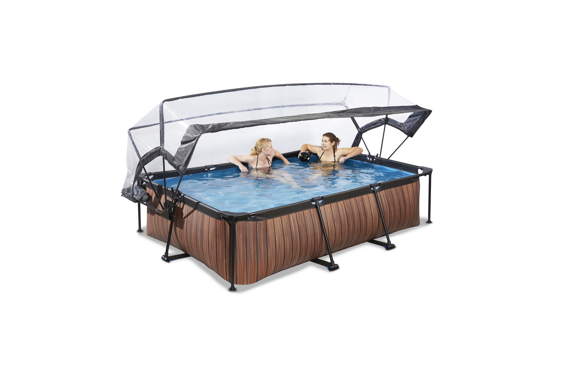 EXIT Toys zwembad Wood 300x200x65cm met overkapping filterpomp