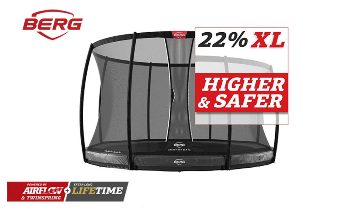 BERG InGround Elite 430 grijs + Safetynet Deluxe XL