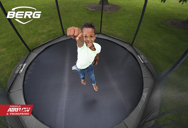 BERG InGround Champion 430 grijs + Safetynet Deluxe XL