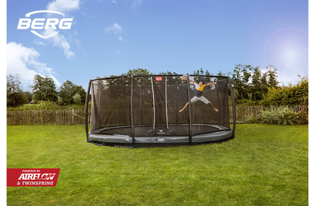 BERG Grand Elite InGround 520 grijs + Safetynet Deluxe