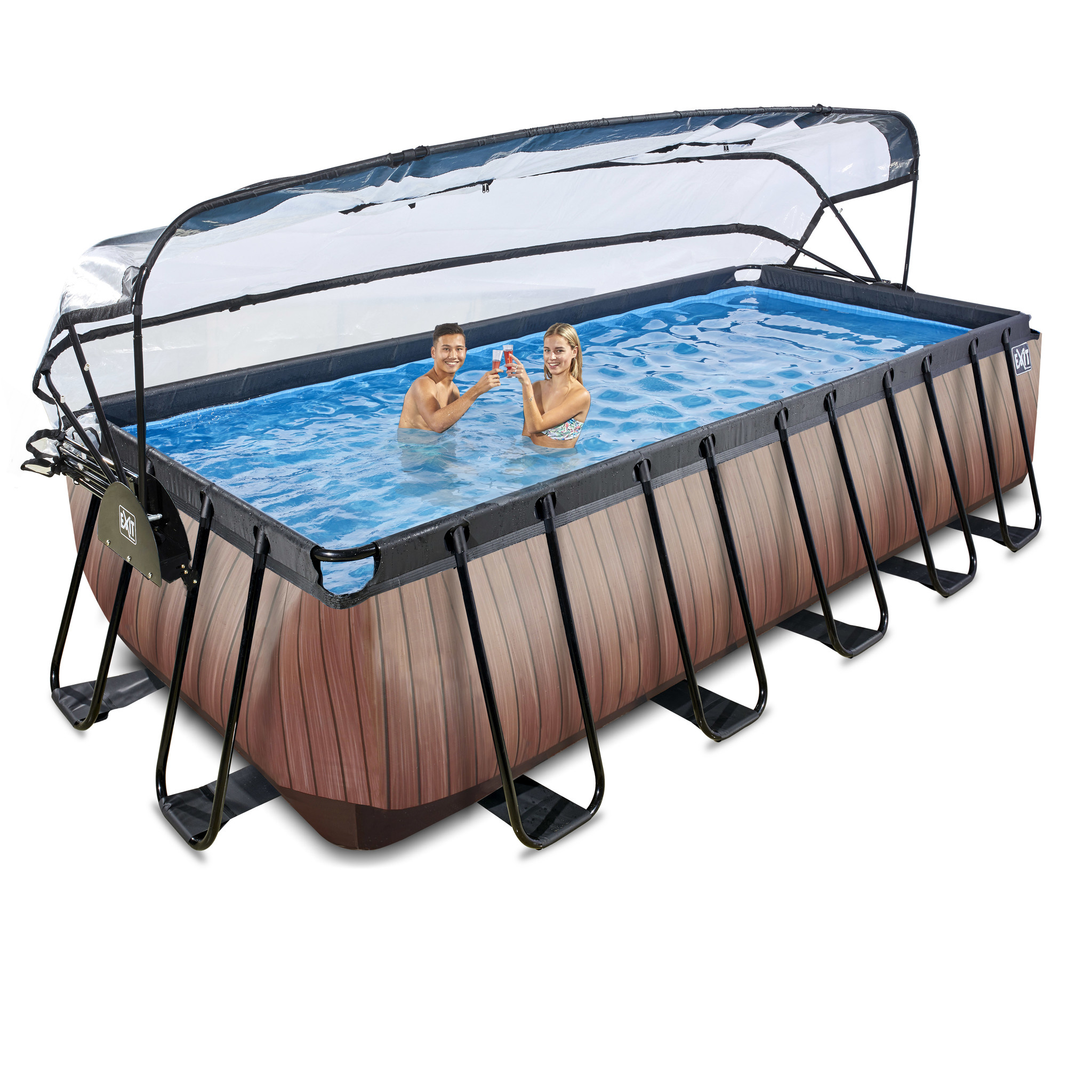 EXIT Toys zwembad Wood 400x200x122cm met overkapping zandfilterpomp