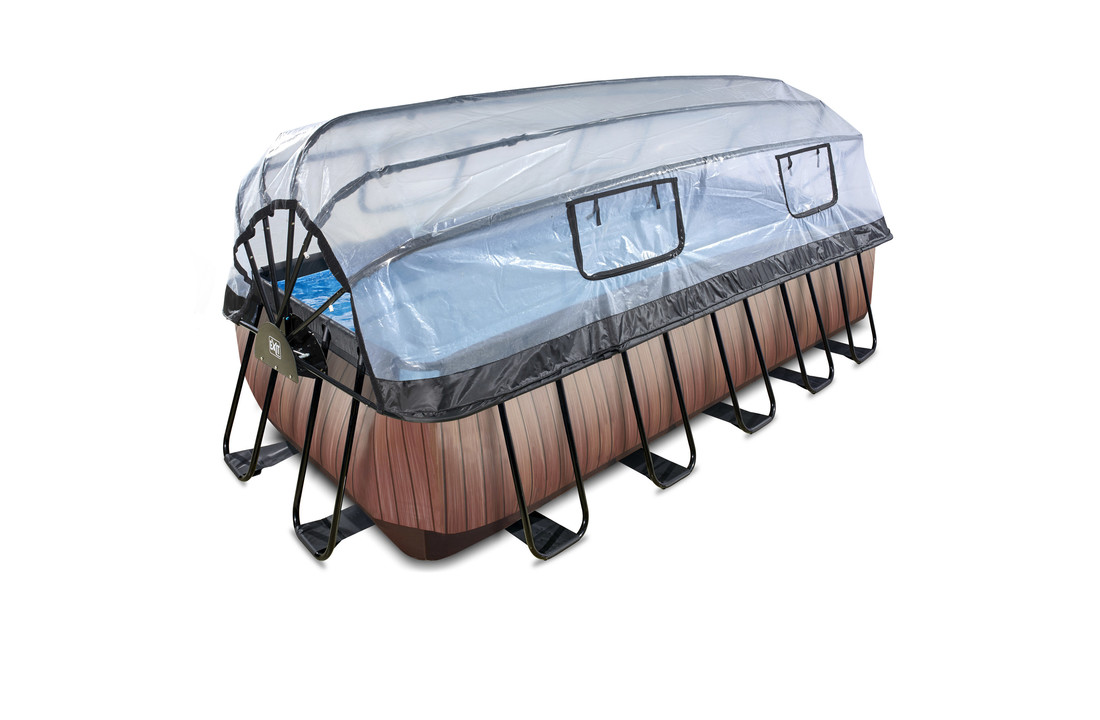 EXIT Toys zwembad Wood 400x200x122cm met overkapping zandfilterpomp