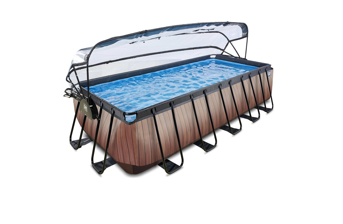 EXIT Toys zwembad Wood 400x200x122cm met overkapping zandfilterpomp