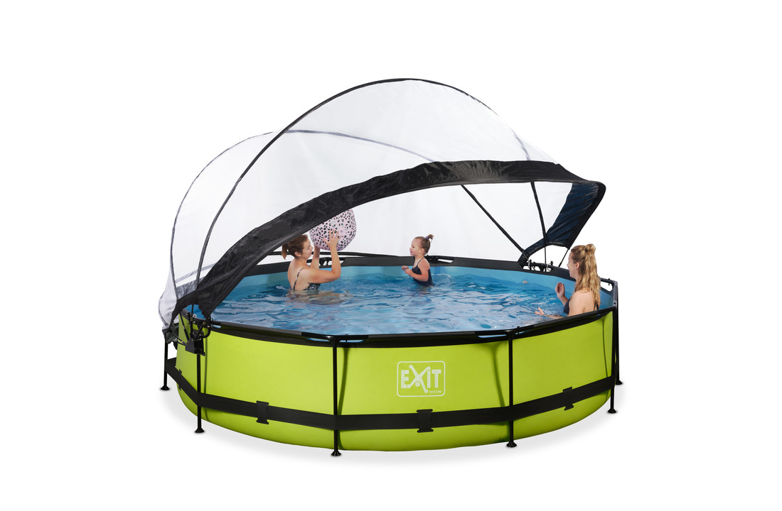 EXIT Toys zwembad Lime ø360x76cm met overkapping en filterpomp