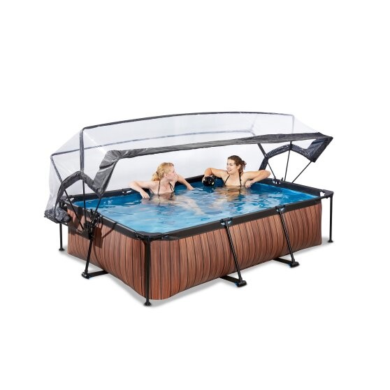 EXIT Toys zwembad Wood 220x150x65cm met overkapping filterpomp