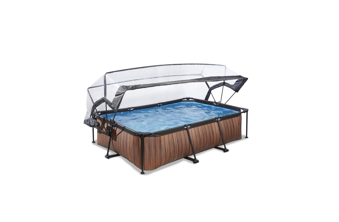 EXIT Toys zwembad Wood 220x150x65cm met overkapping filterpomp