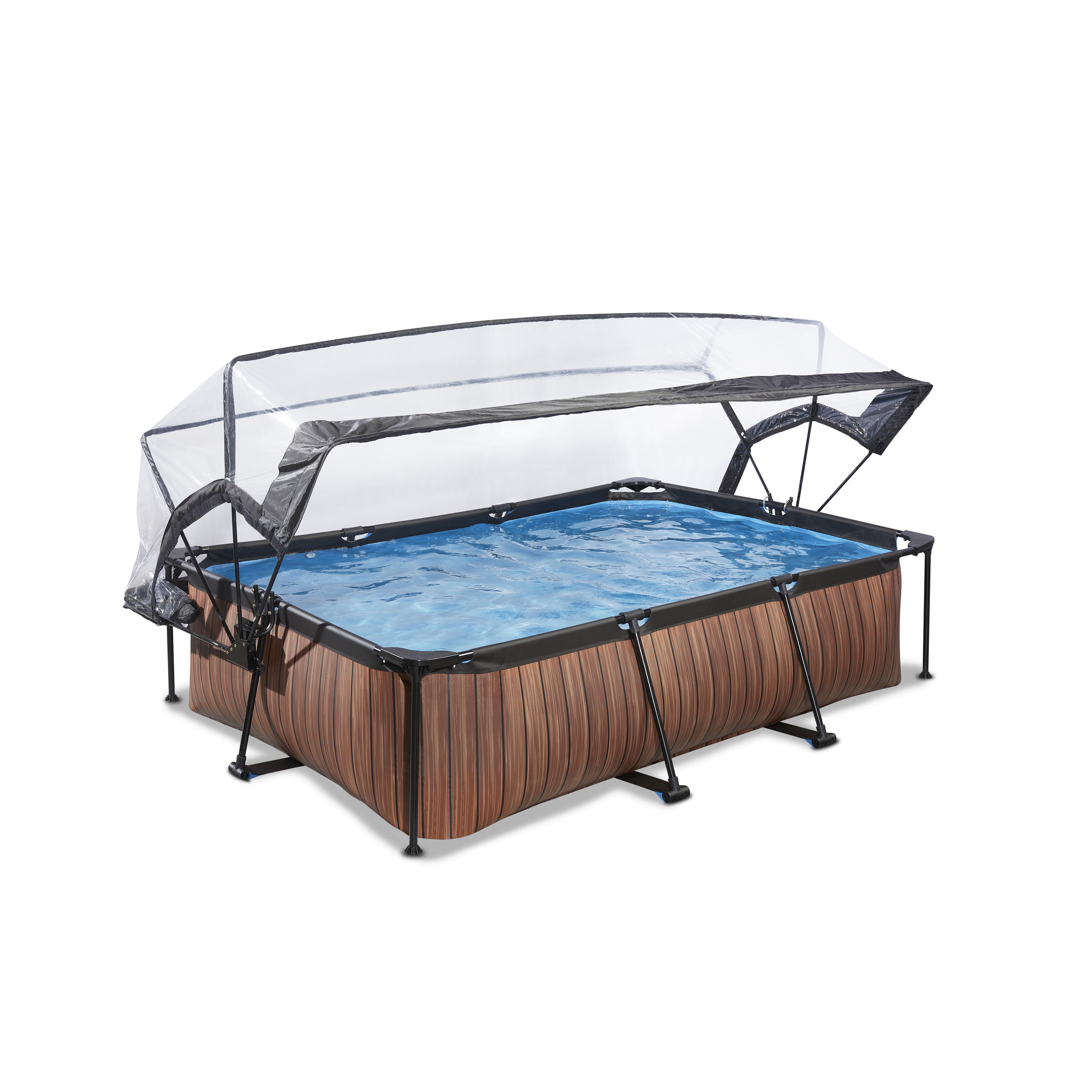EXIT Toys zwembad Wood 220x150x65cm met overkapping filterpomp