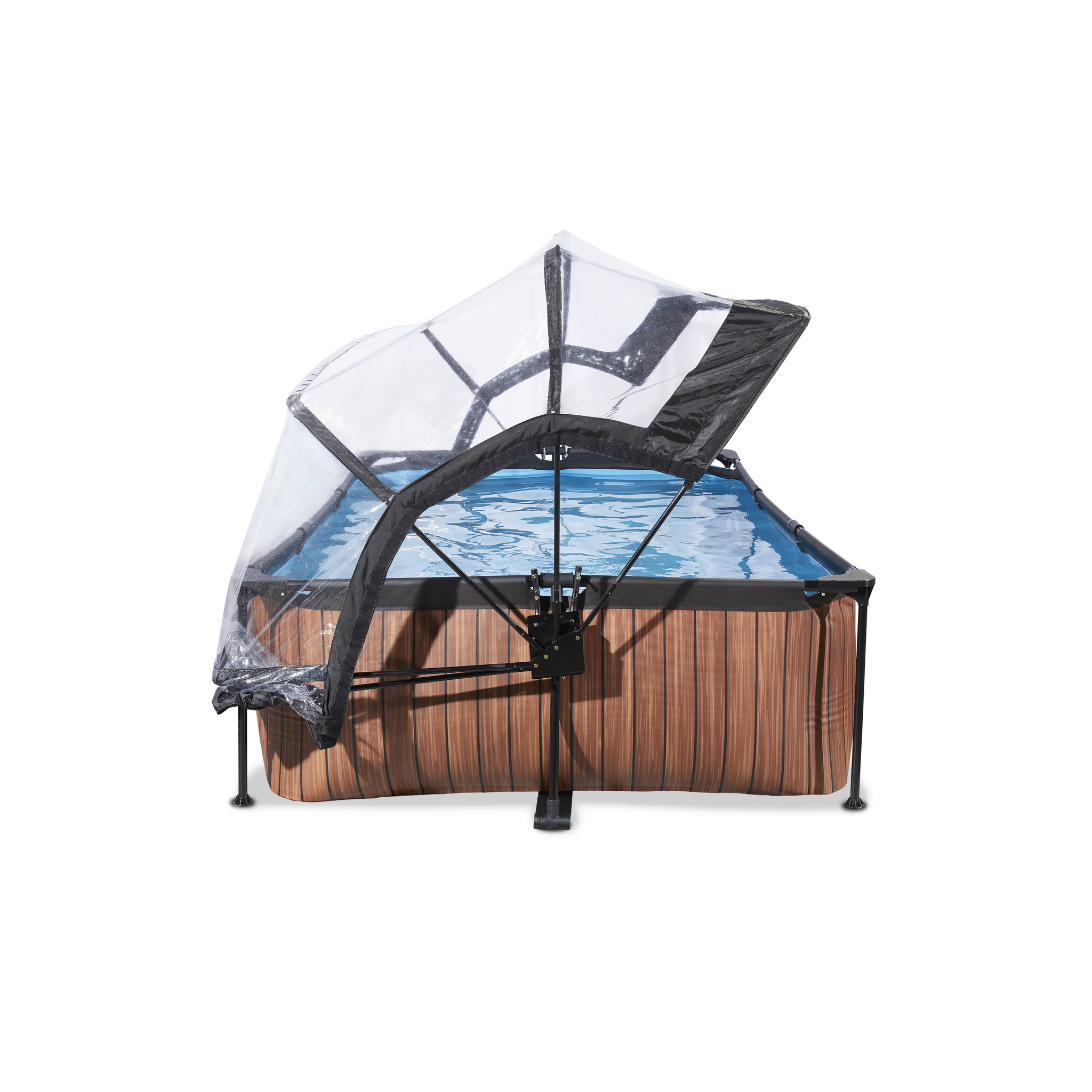 EXIT Toys zwembad Wood 220x150x65cm met overkapping filterpomp