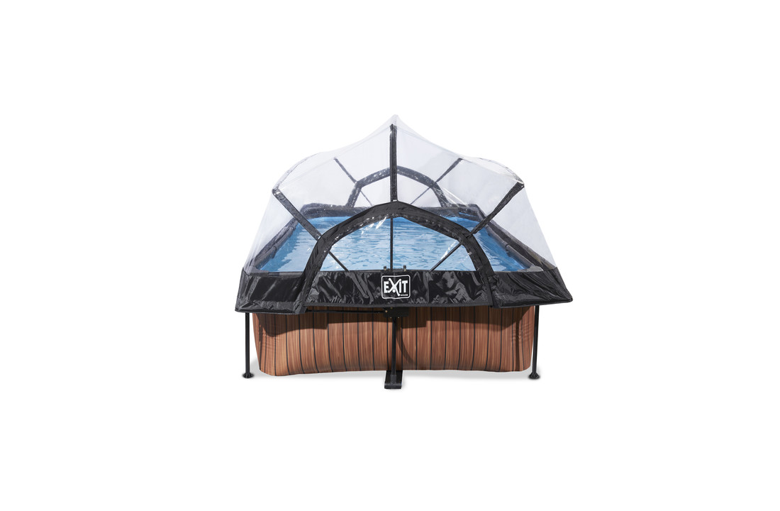 EXIT Toys zwembad Wood 220x150x65cm met overkapping filterpomp