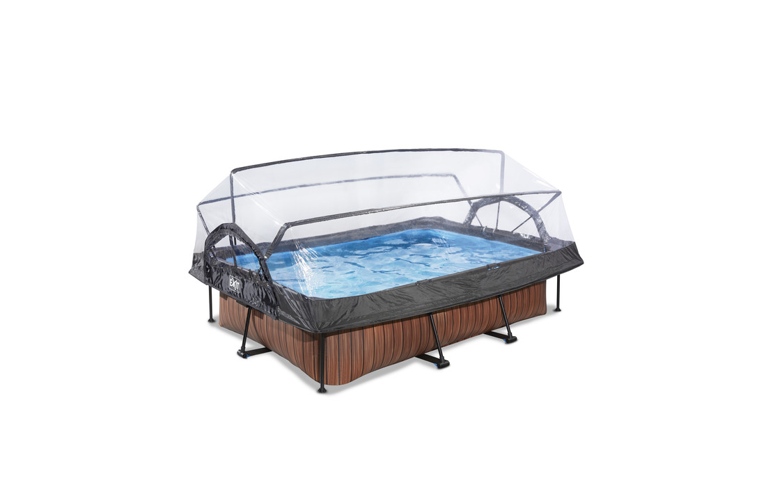EXIT Toys zwembad Wood 220x150x65cm met overkapping filterpomp