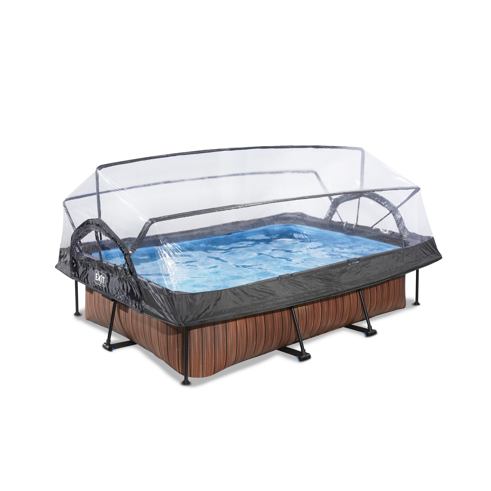 EXIT Toys zwembad Wood 220x150x65cm met overkapping filterpomp
