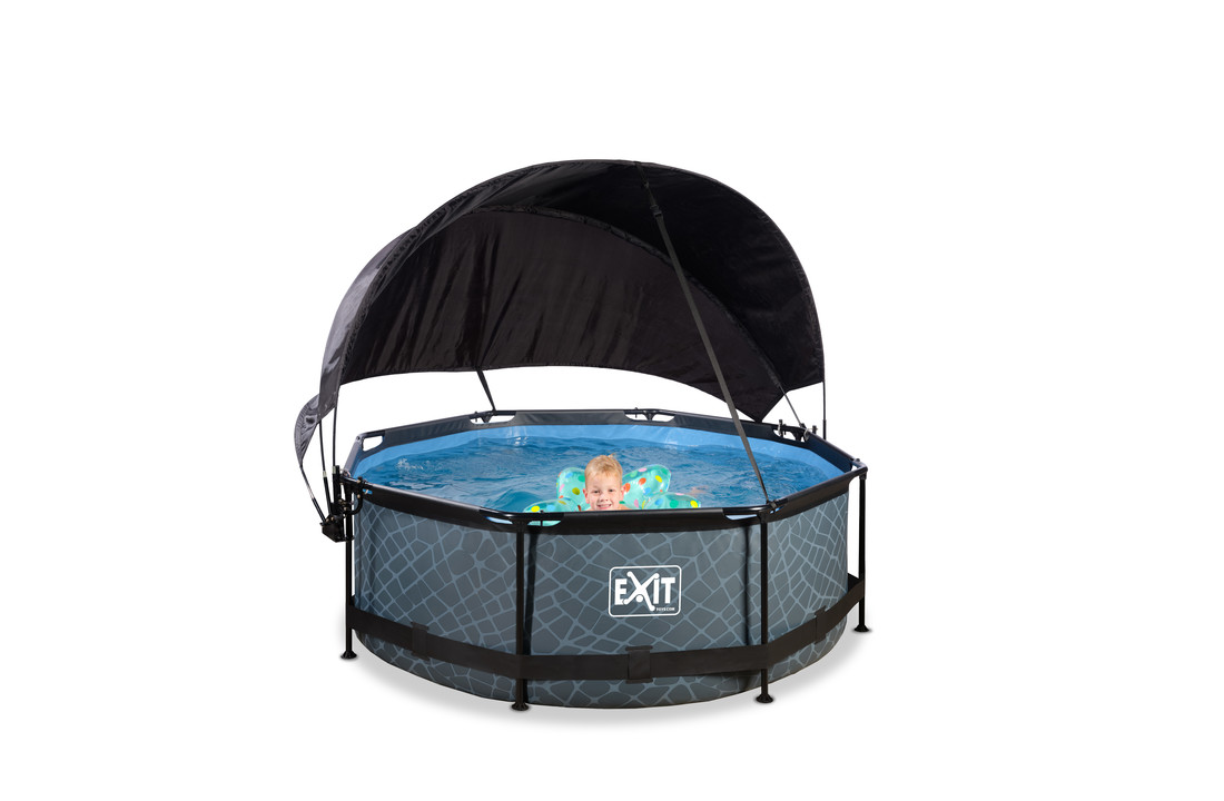 EXIT Toys zwembad Stone ø244x76cm met schaduwdoek en filterpomp