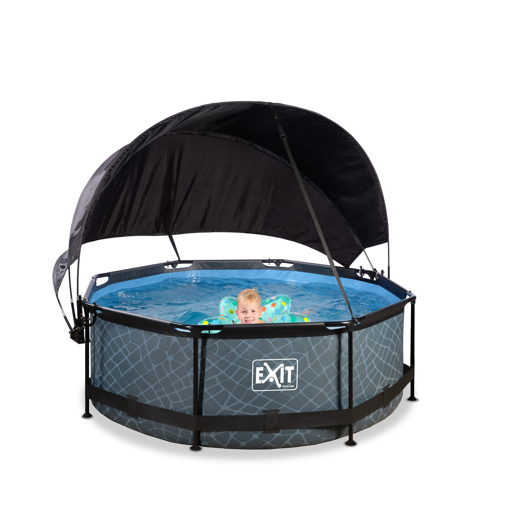EXIT Toys zwembad Stone ø244x76cm met schaduwdoek en filterpomp