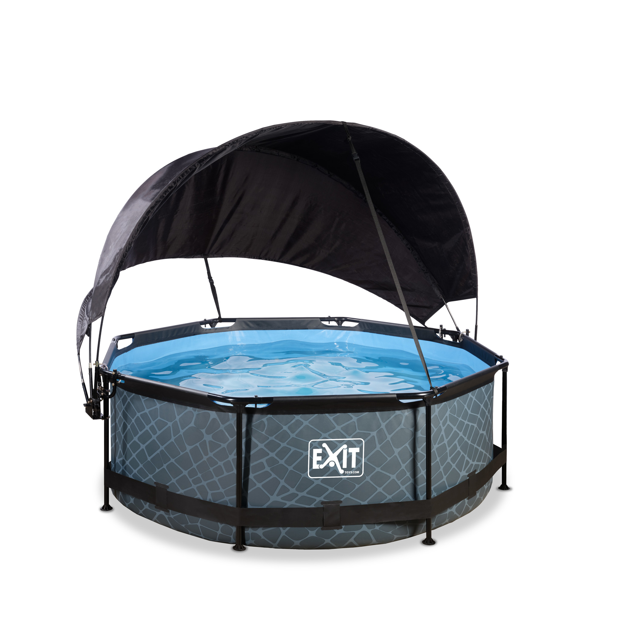 EXIT Toys zwembad Stone ø244x76cm met schaduwdoek en filterpomp
