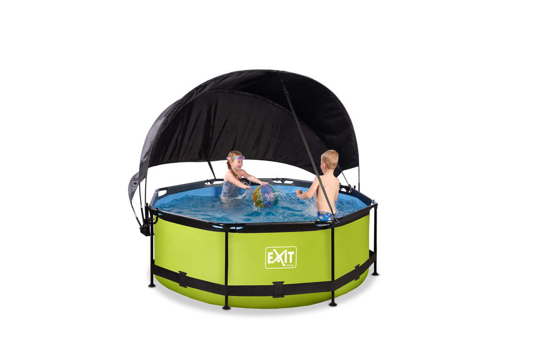 EXIT Toys zwembad Lime ø244x76cm met schaduwdoek en filterpomp