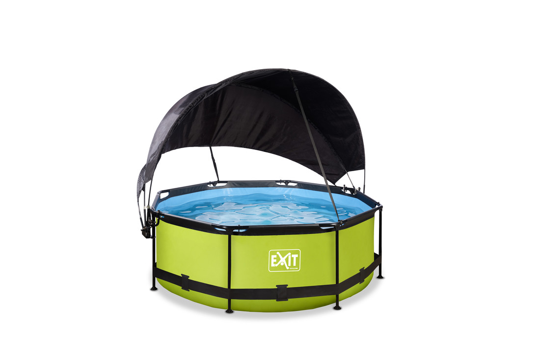 EXIT Toys zwembad Lime ø244x76cm met schaduwdoek en filterpomp
