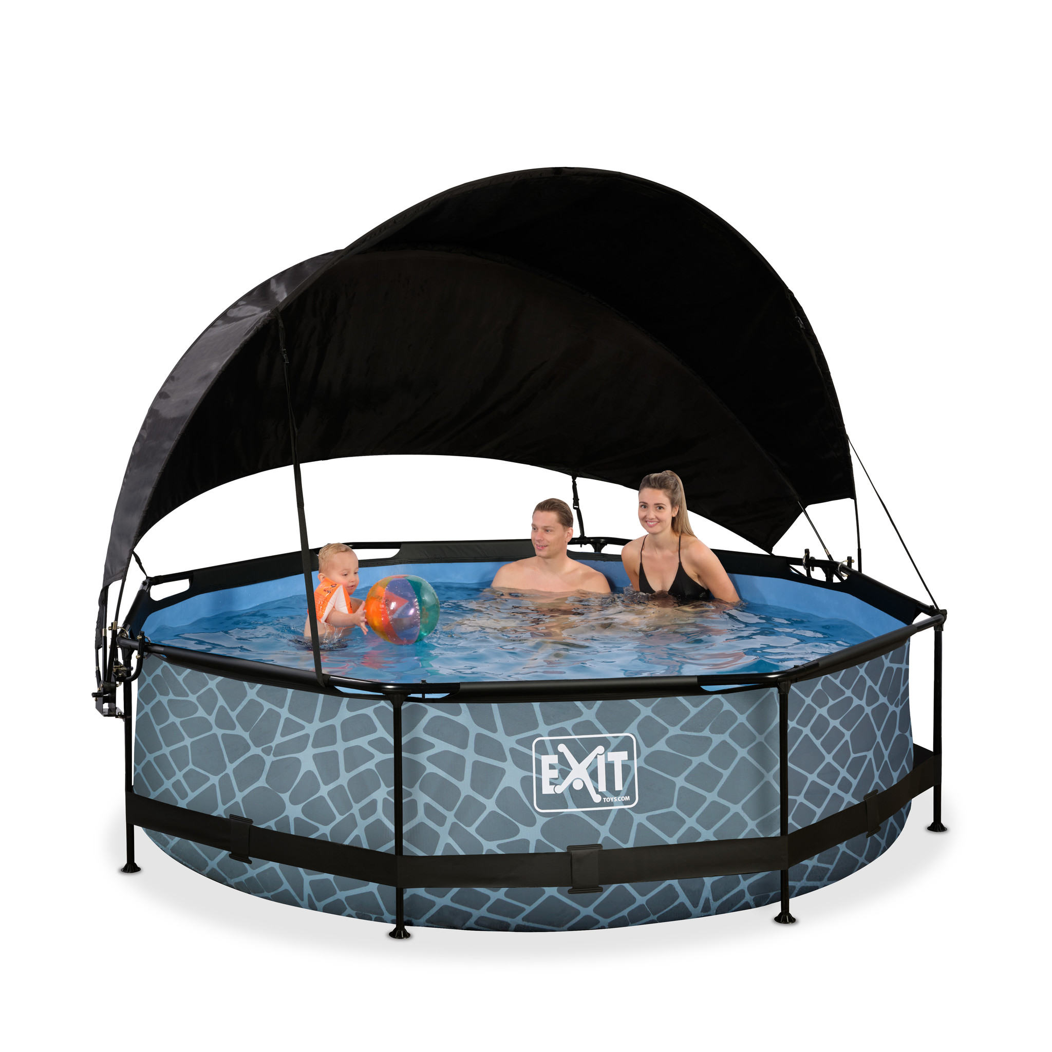 EXIT Toys zwembad Stone ø300x76cm met schaduwdoek en filterpomp