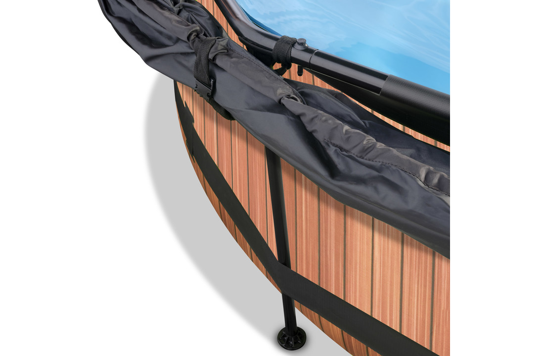 EXIT Toys zwembad Wood ø360x76cm met schaduwdoek en filterpomp