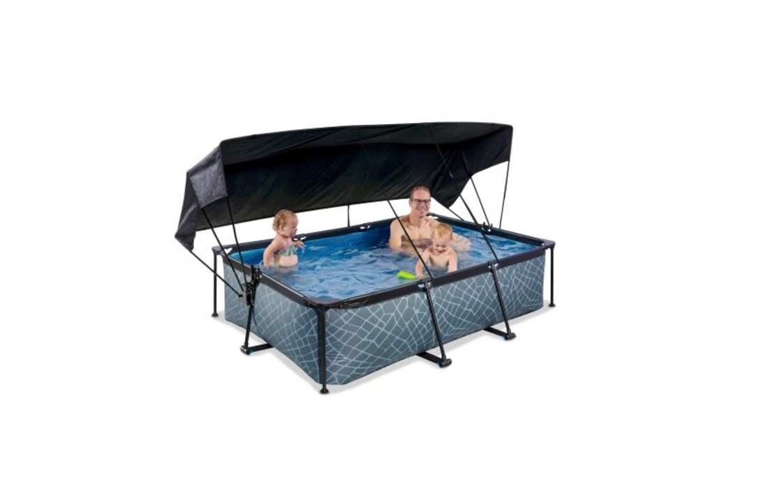 EXIT Toys zwembad Stone 220x150x65cm met schaduwdoek en filterpomp