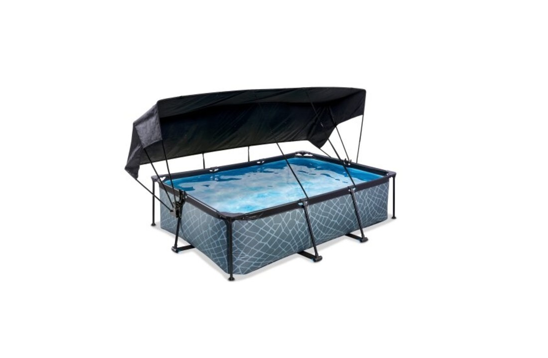 EXIT Toys zwembad Stone 220x150x65cm met schaduwdoek en filterpomp