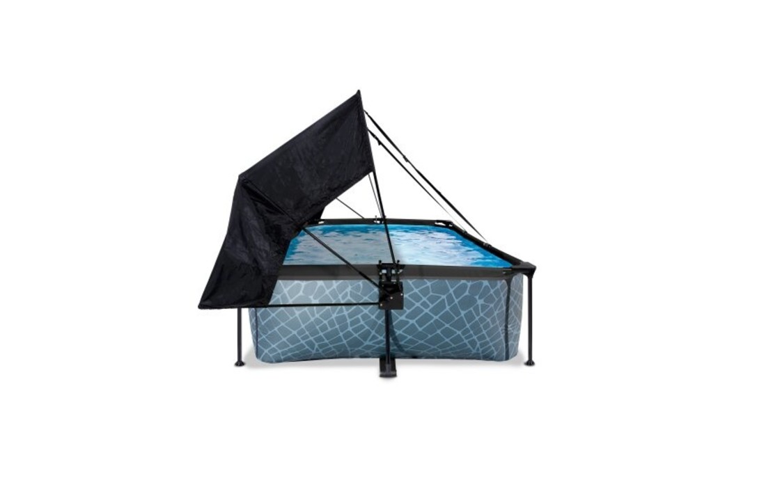 EXIT Toys zwembad Stone 220x150x65cm met schaduwdoek en filterpomp
