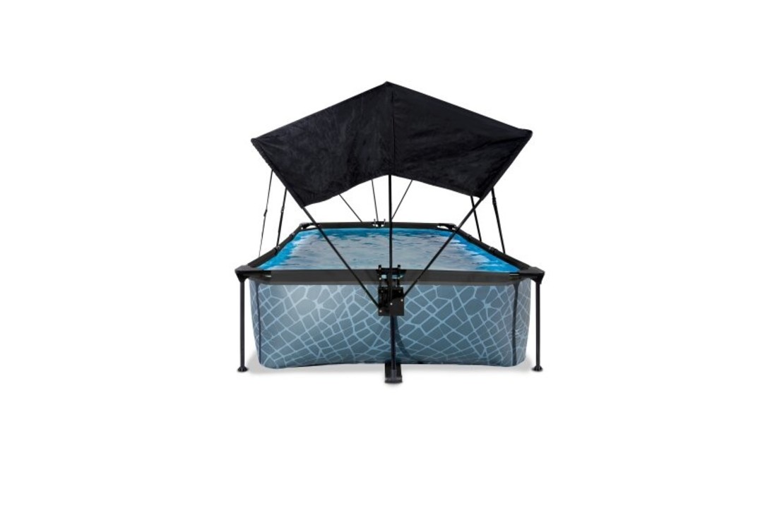 EXIT Toys zwembad Stone 220x150x65cm met schaduwdoek en filterpomp