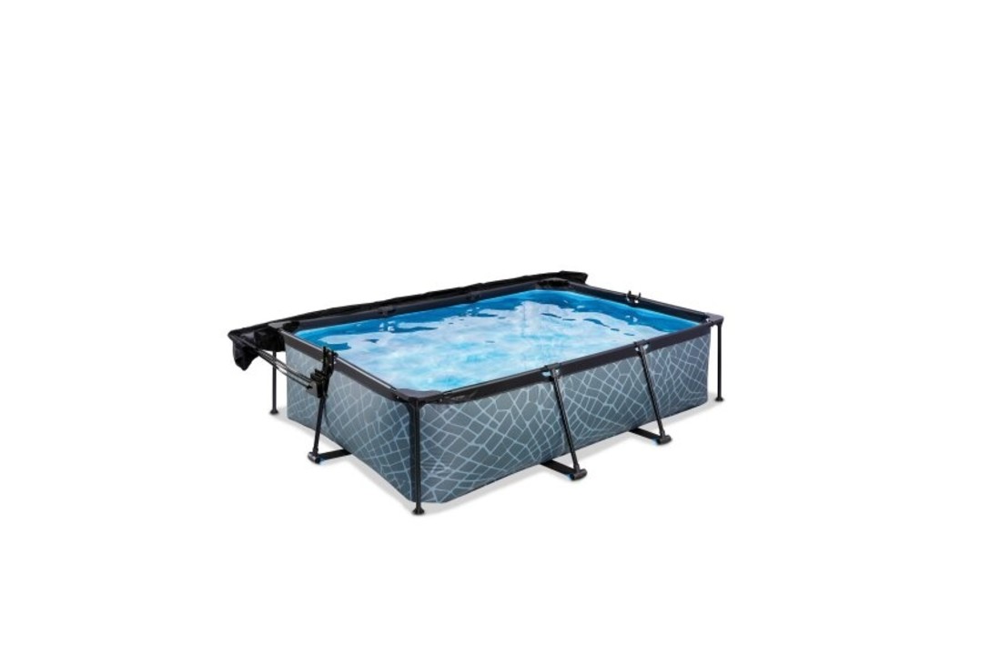 EXIT Toys zwembad Stone 220x150x65cm met schaduwdoek en filterpomp