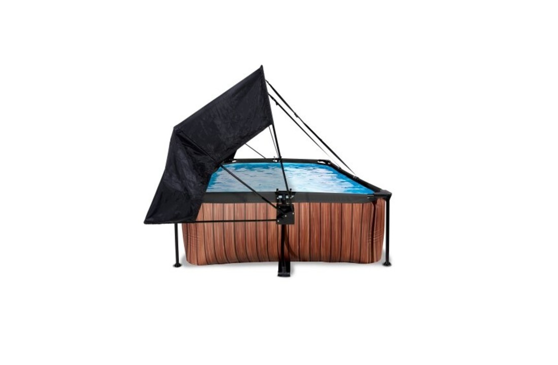 EXIT Toys zwembad Wood 220x150x65cm met schaduwdoek en filterpomp