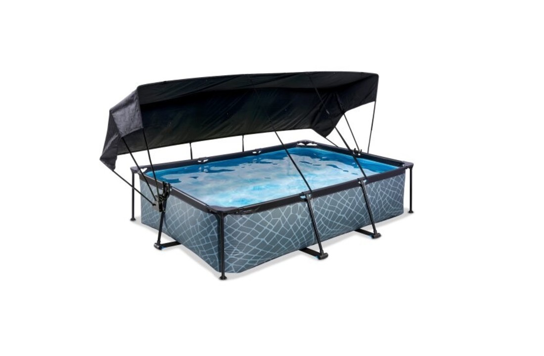 EXIT Toys zwembad Stone 300x200x65cm met schaduwdoek en filterpomp
