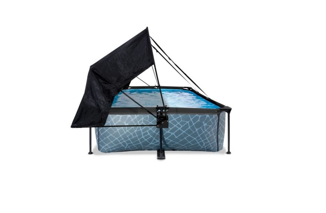 EXIT Toys zwembad Stone 300x200x65cm met schaduwdoek en filterpomp
