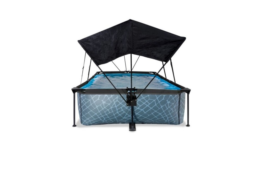 EXIT Toys zwembad Stone 300x200x65cm met schaduwdoek en filterpomp