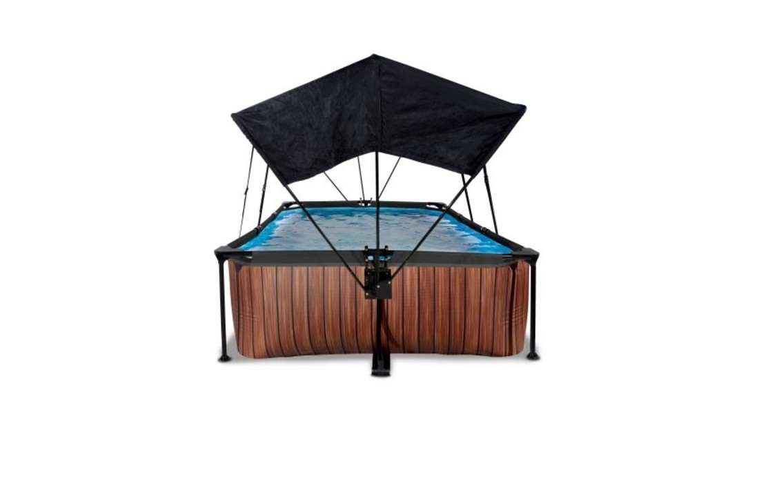EXIT Toys zwembad Wood 300x200x65cm met schaduwdoek en filterpomp
