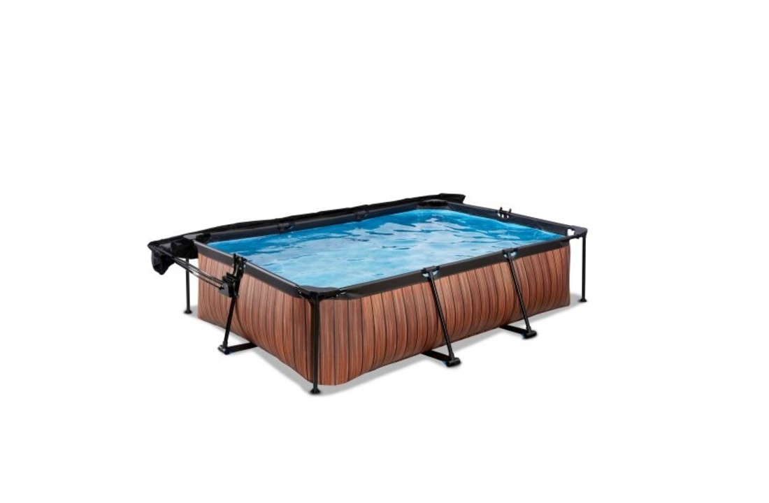 EXIT Toys zwembad Wood 300x200x65cm met schaduwdoek en filterpomp