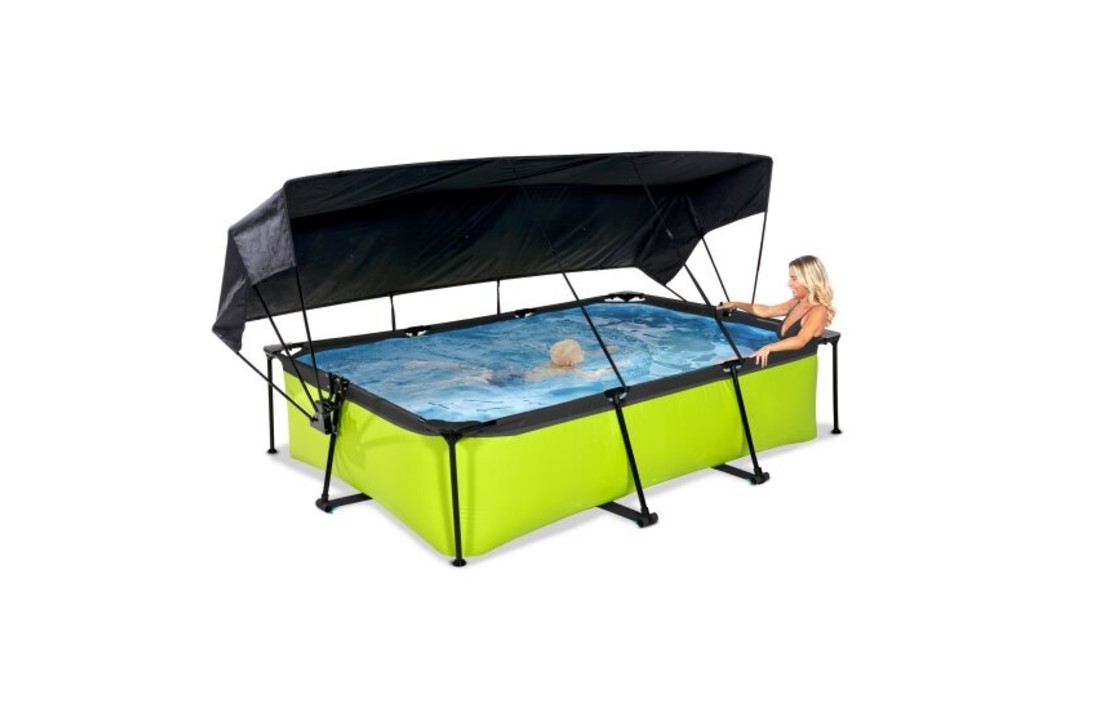 EXIT Toys zwembad Lime 300x200x65cm met schaduwdoek en filterpomp