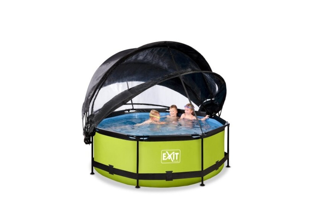 EXIT Toys zwembad Lime ø244x76cm met overkapping, schaduwdoek en filterpomp