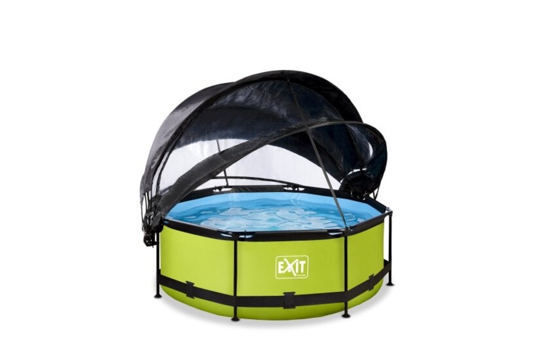 EXIT Toys zwembad Lime ø244x76cm met overkapping, schaduwdoek en filterpomp