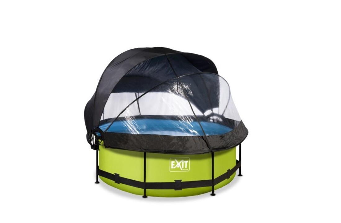 EXIT Toys zwembad Lime ø244x76cm met overkapping, schaduwdoek en filterpomp