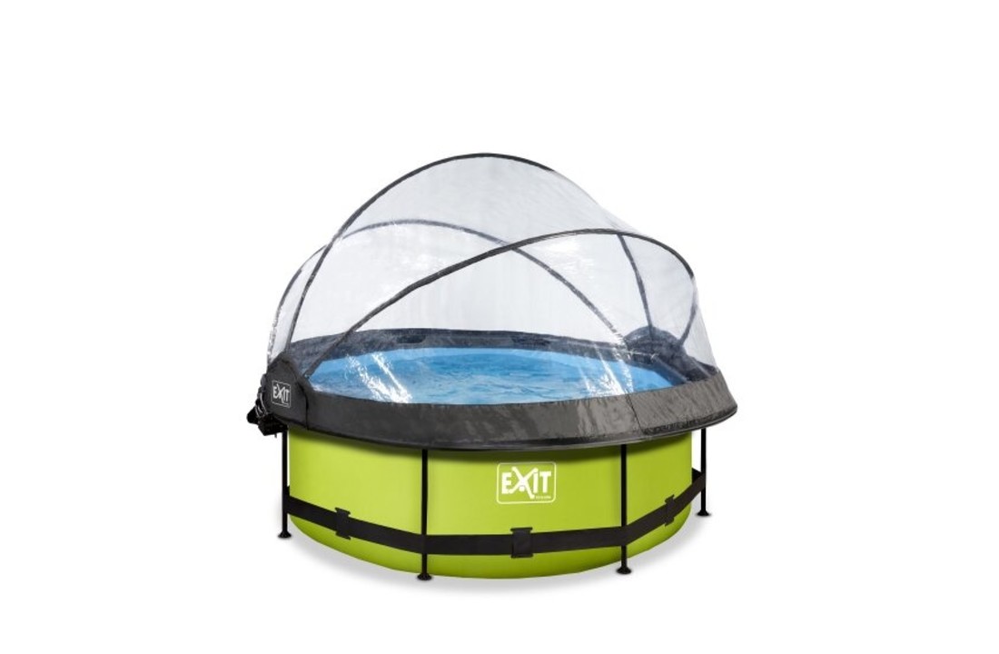 EXIT Toys zwembad Lime ø244x76cm met overkapping, schaduwdoek en filterpomp