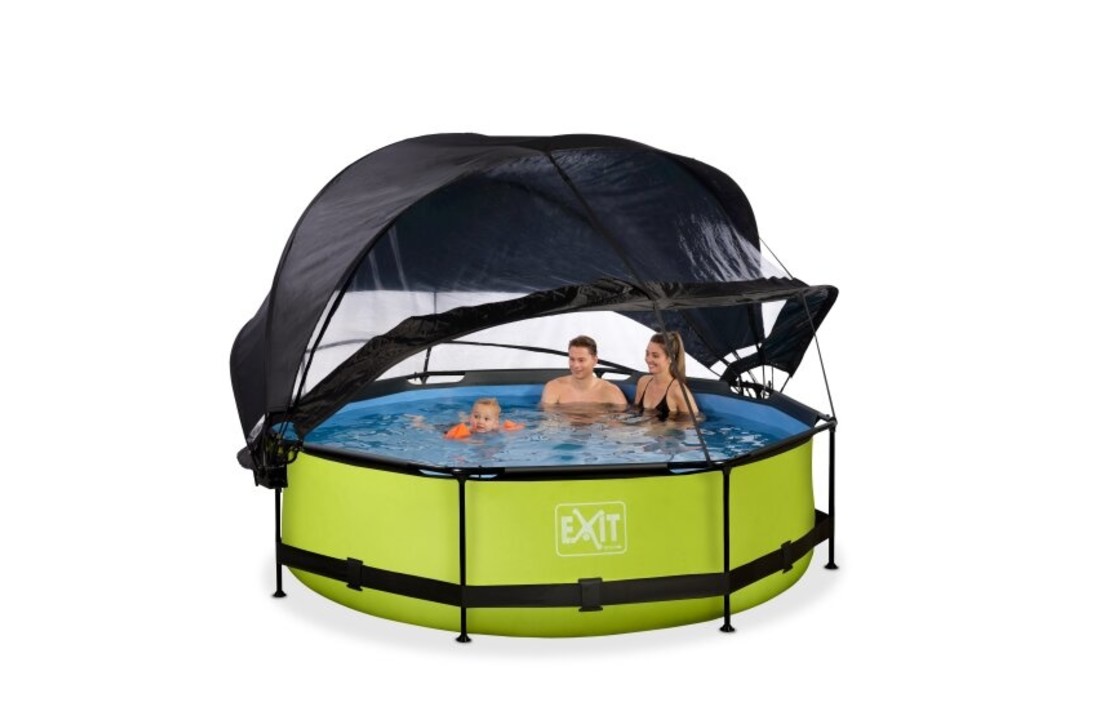 EXIT Toys zwembad Lime ø300x76cm met overkapping, schaduwdoek en filterpomp