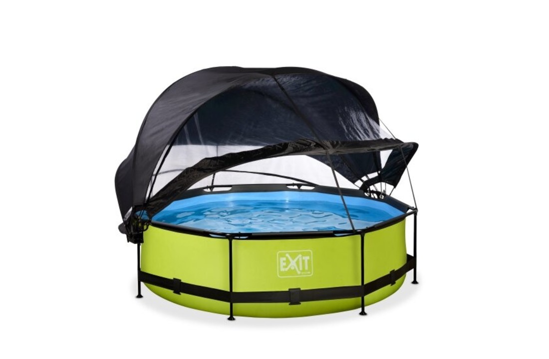 EXIT Toys zwembad Lime ø300x76cm met overkapping, schaduwdoek en filterpomp