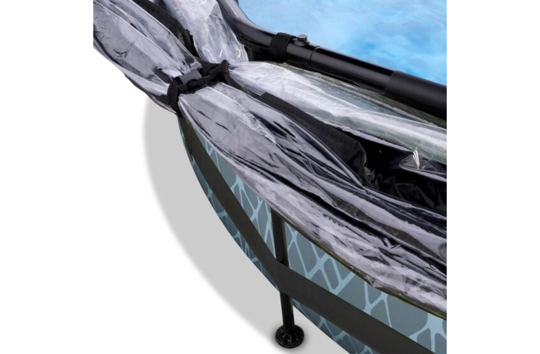 EXIT Toys zwembad Stone ø360x76cm met overkapping, schaduwdoek en filterpomp