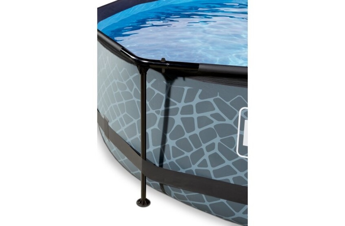 EXIT Toys zwembad Stone ø360x76cm met overkapping, schaduwdoek en filterpomp