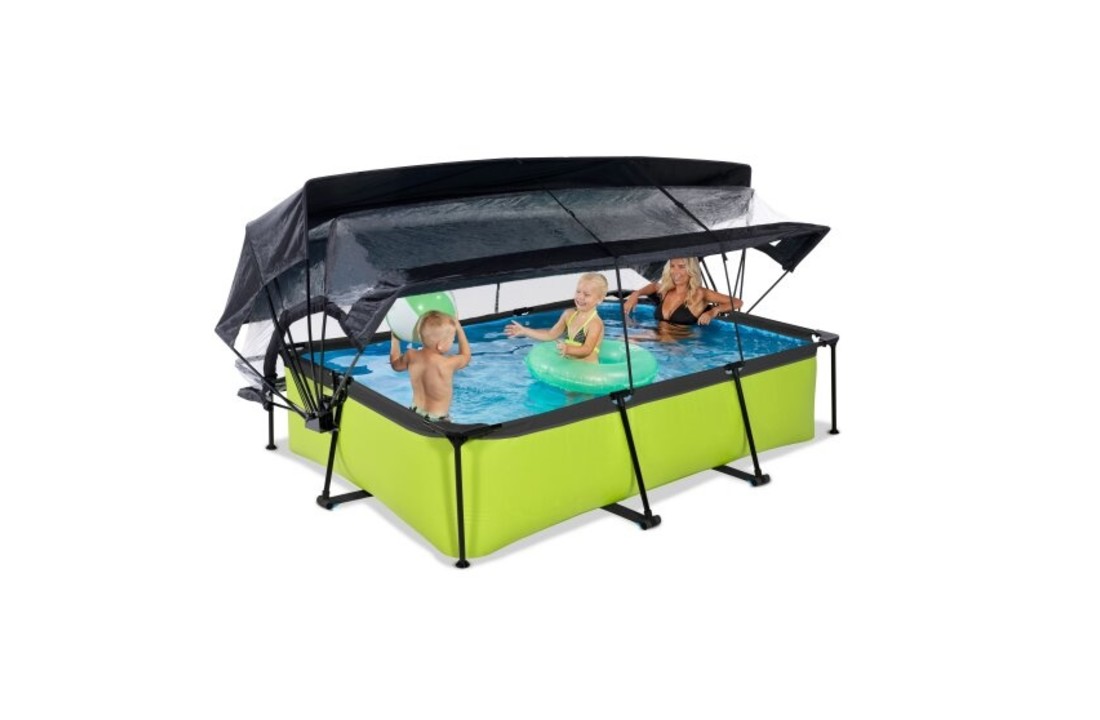 EXIT Toys zwembad Lime 300x200x65 met overkapping, schaduwdoek en filterpomp