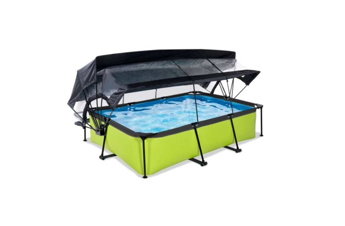EXIT Toys zwembad Lime 300x200x65 met overkapping, schaduwdoek en filterpomp