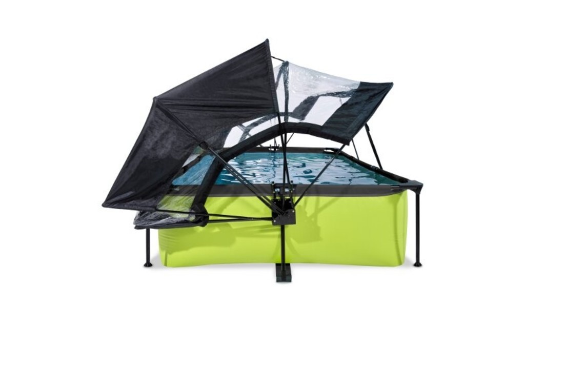 EXIT Toys zwembad Lime 300x200x65 met overkapping, schaduwdoek en filterpomp