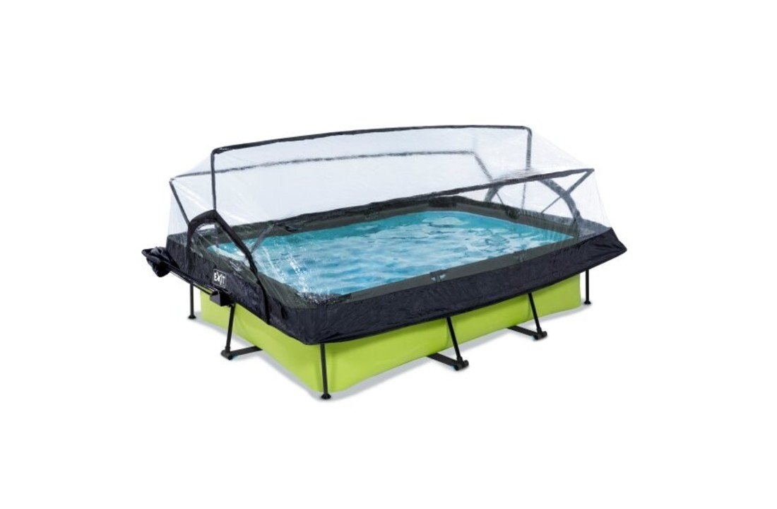 EXIT Toys zwembad Lime 300x200x65 met overkapping, schaduwdoek en filterpomp
