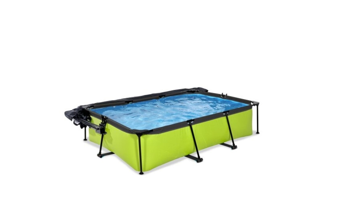 EXIT Toys zwembad Lime 300x200x65 met overkapping, schaduwdoek en filterpomp