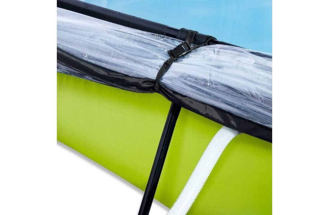 EXIT Toys zwembad Lime 300x200x65 met overkapping, schaduwdoek en filterpomp
