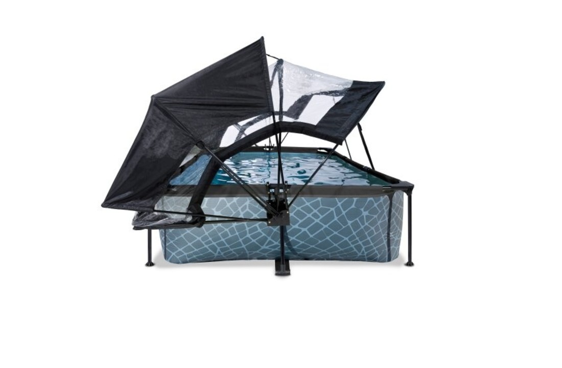 EXIT Toys zwembad Stone 300x200x65 met overkapping, schaduwdoek en filterpomp