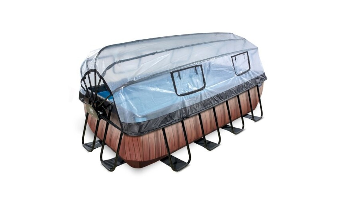 EXIT Toys zwembad Wood 400x200x100cm met warmtepomp, overkapping en zandfilterpomp